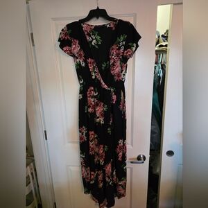 Floral Maxi Dress in Black and Pink